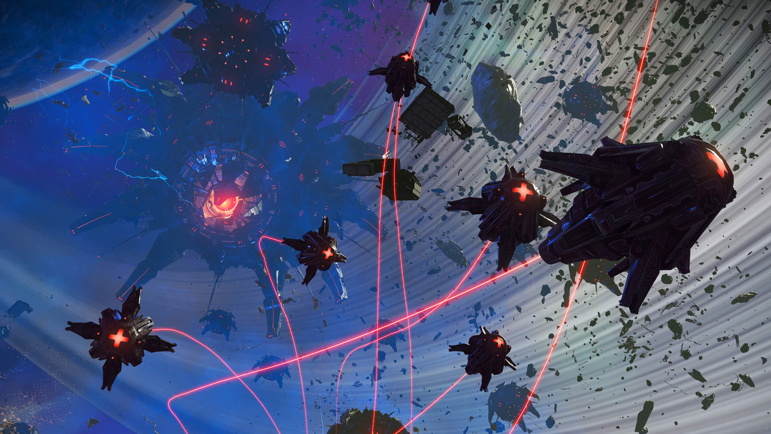 No Man's Sky Swarm montre le Hive of Glass et des vaisseaux en combat spatial